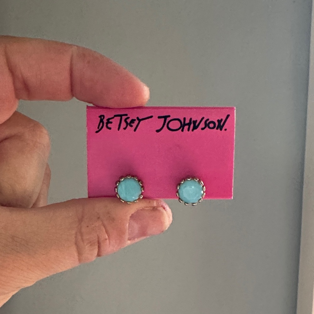 Betsey Johnson Silver and Aqua Earrings
